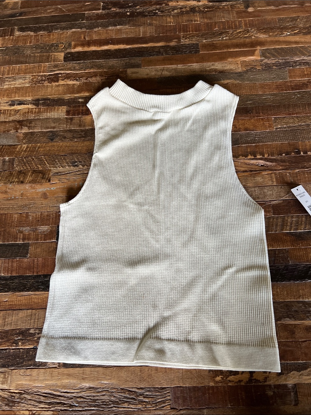 Justify Cream Ribbed Mock Neck Sleeveless Tank